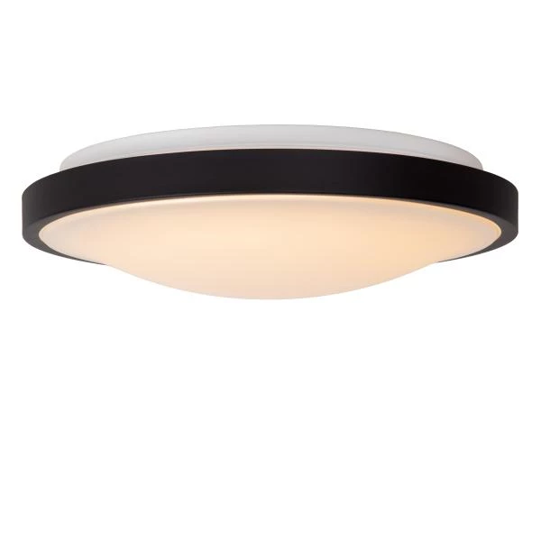 Lucide DASHER - Plafonnier Salle de bains - Ø 41 cm - LED - 1x24W 2700K - IP44- Détecteur De Mouvement & Jour/Nuit - Noir - détail 1